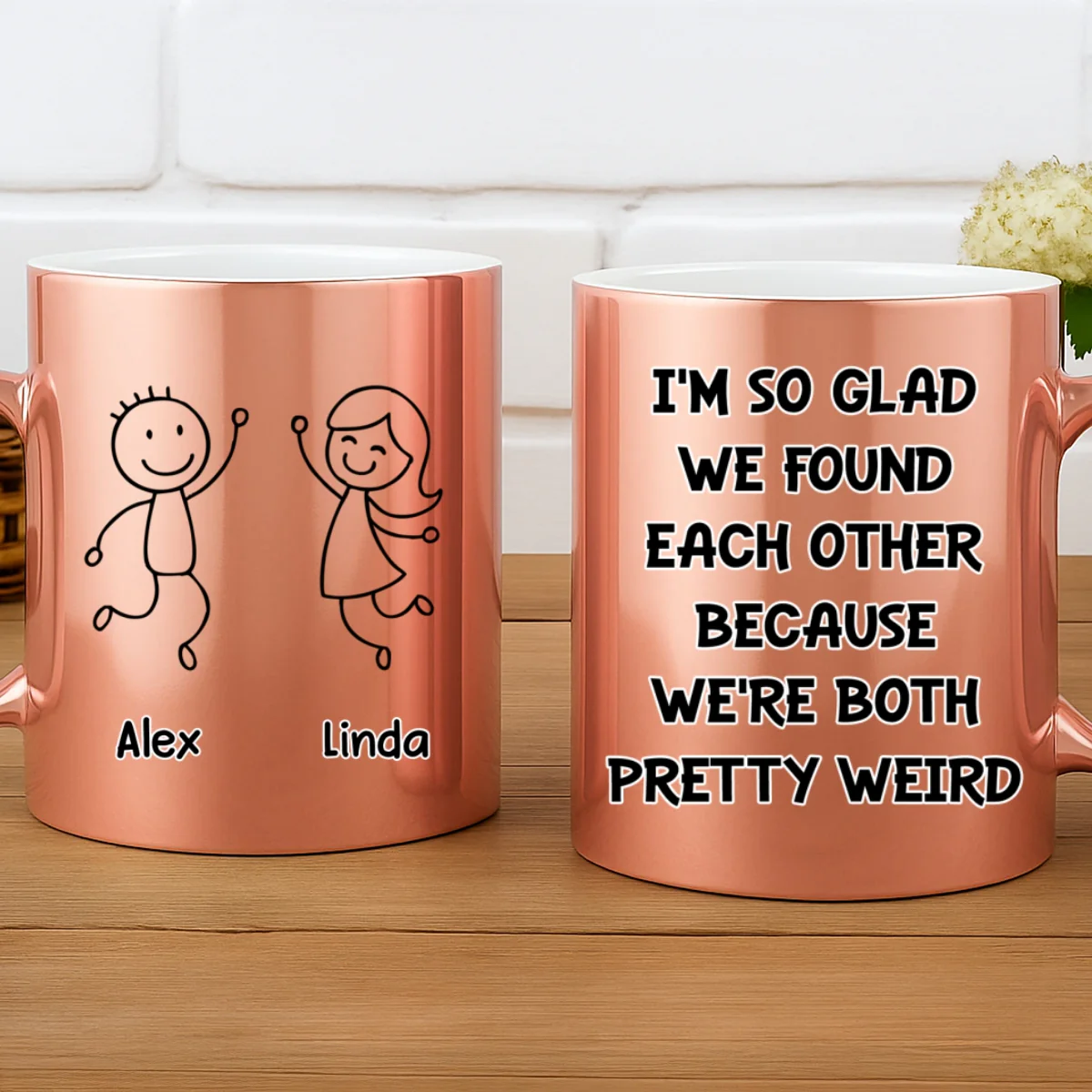 Perfectly Weird Duo - Personalized Custom Metallic Mug - Image 7