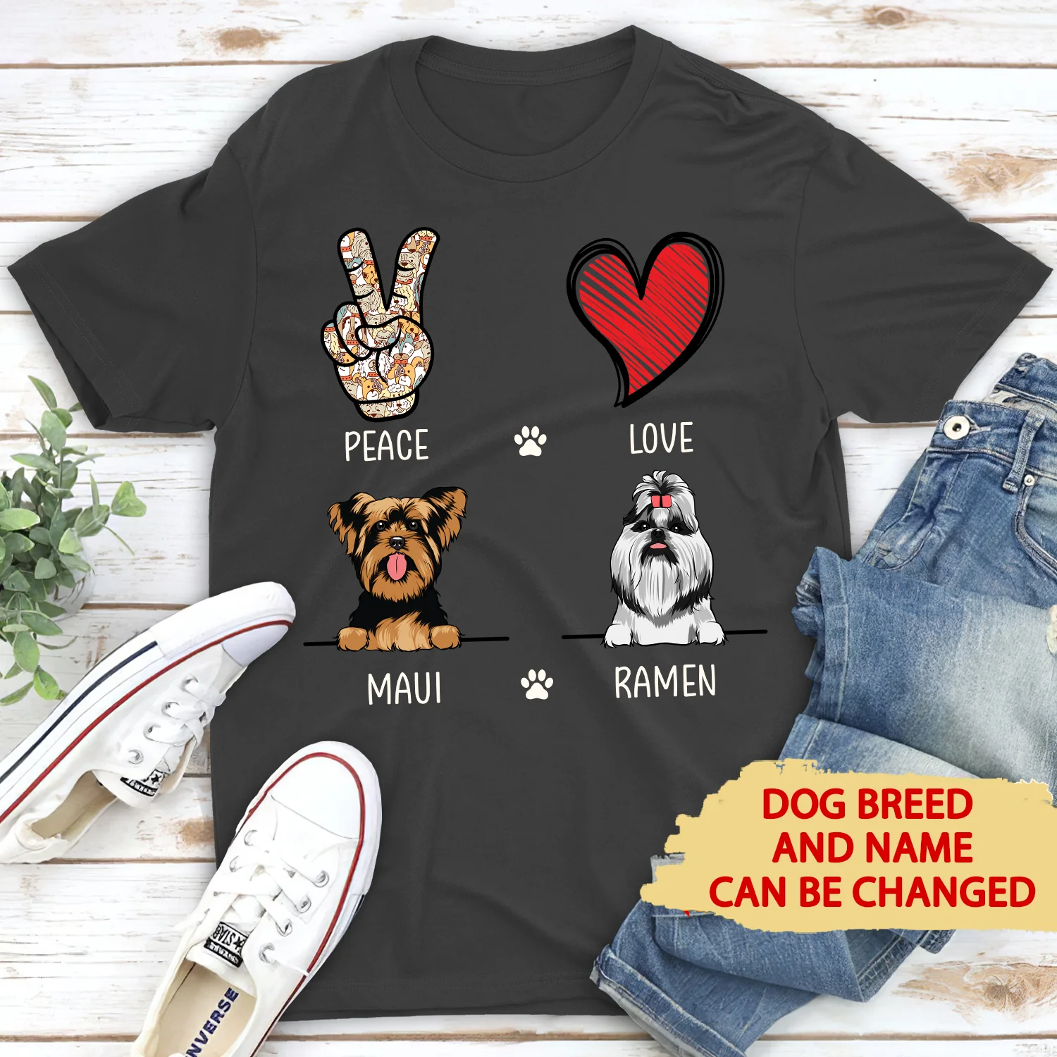 Peace Love Dog - Personalized Custom Unisex T-shirt - Image 2