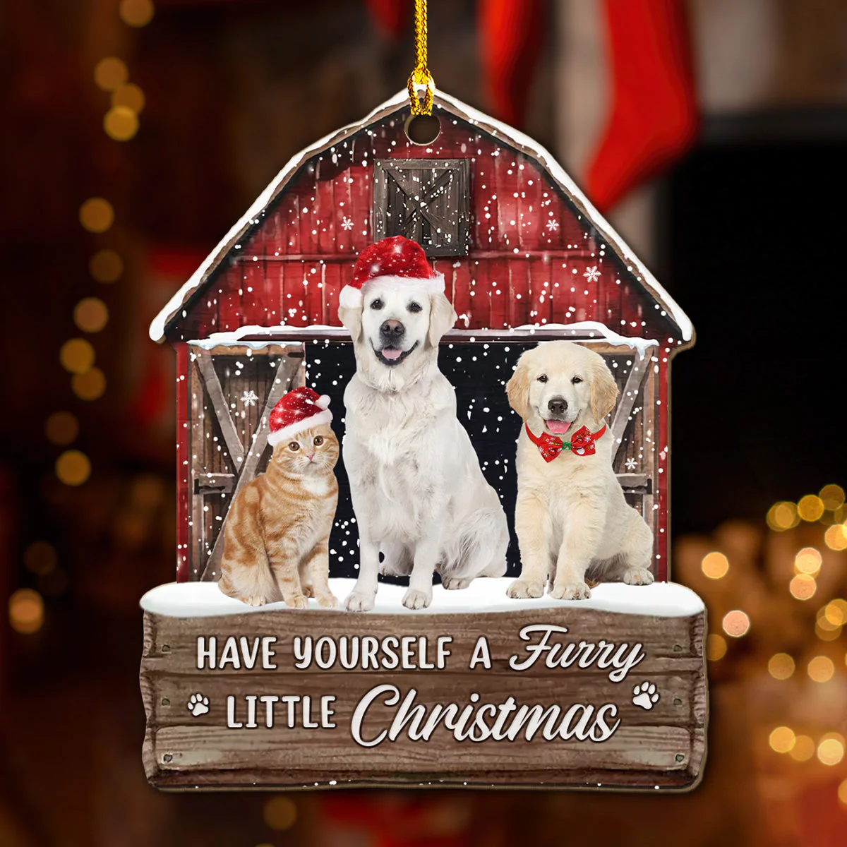 Pet House Christmas - Personalized Custom Wood Ornament - Image 2