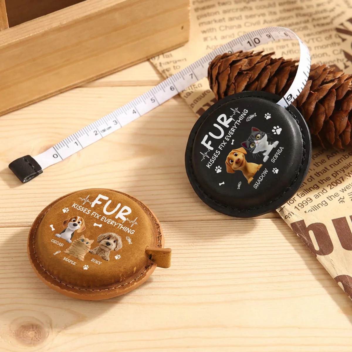 Pet Kisses - Personalized Custom Leather Tape Measure - Image 3