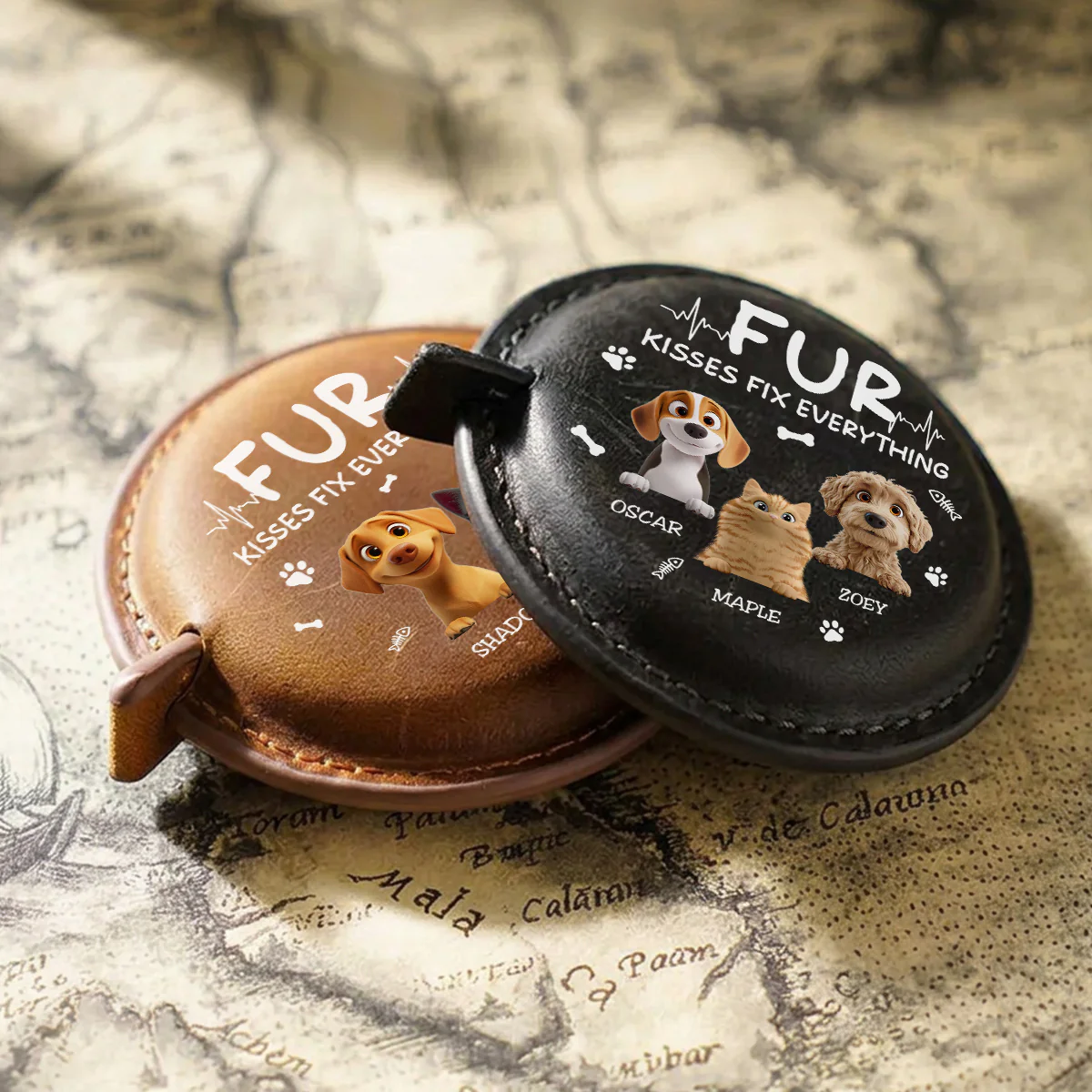 Pet Kisses - Personalized Custom Leather Tape Measure - Image 4