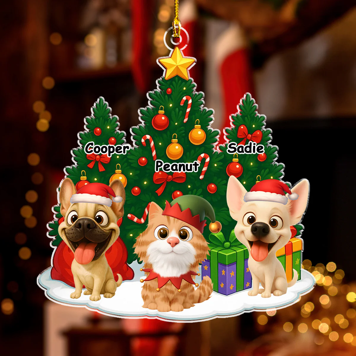 Pet Under Christmas Tree - Personalized Custom Acrylic Ornament - Image 3