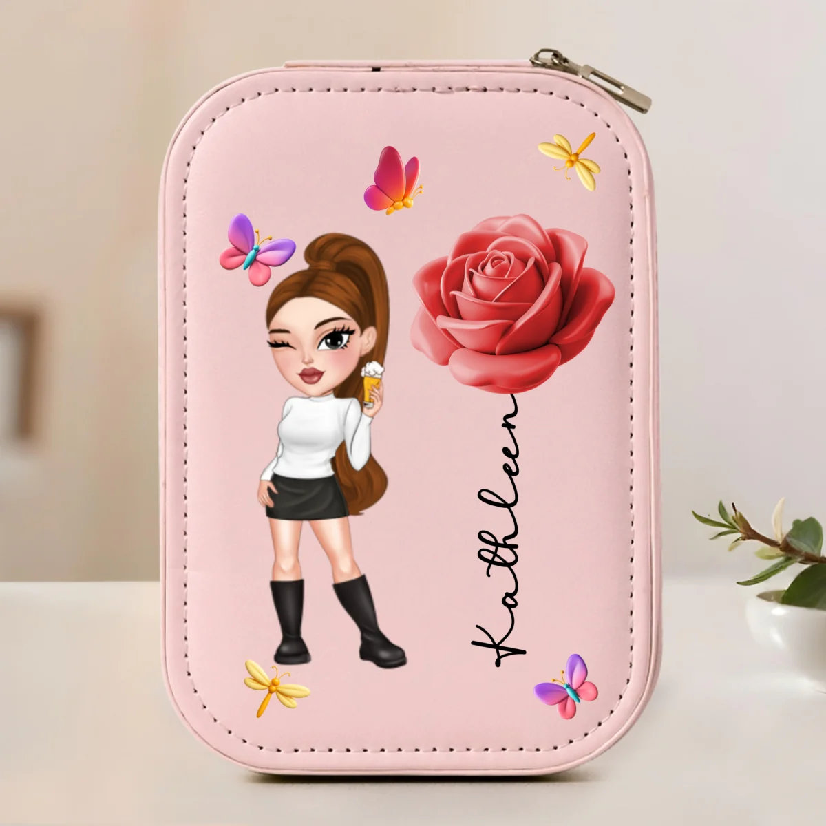 Petal Queen - Personalized Custom Jewelry Box With LED Mirror - Image 7