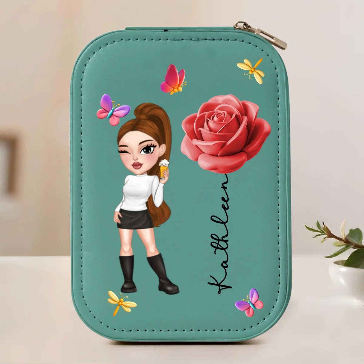 Petal Queen - Personalized Custom Jewelry Box With LED Mirror - Image 8