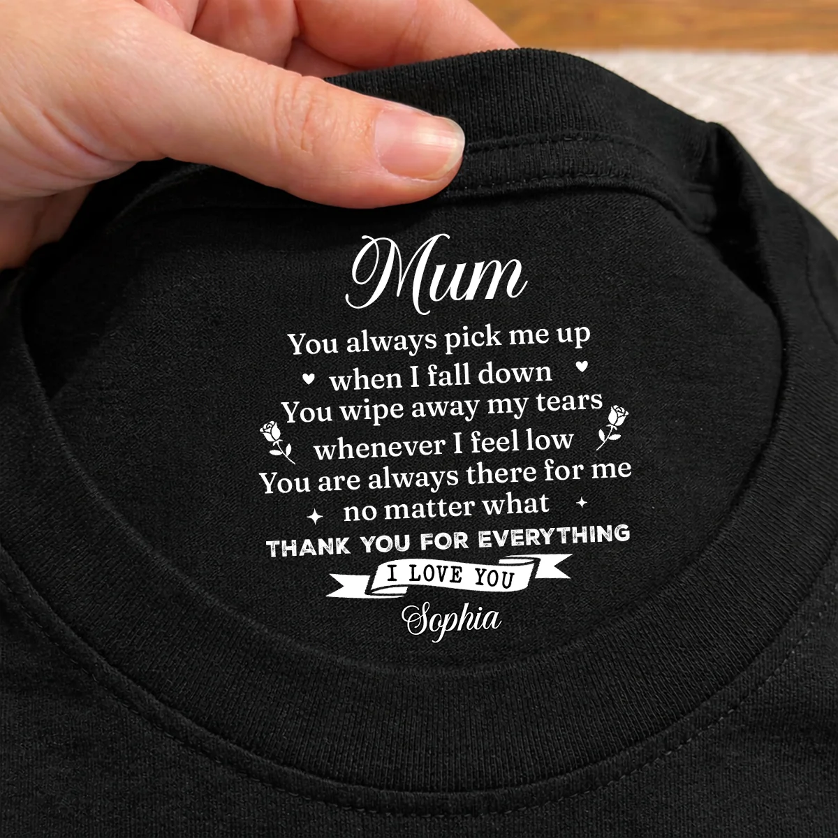 Pick Me Up Version 2 - Personalized Custom Inside Neck Print T-Shirt - Image 2