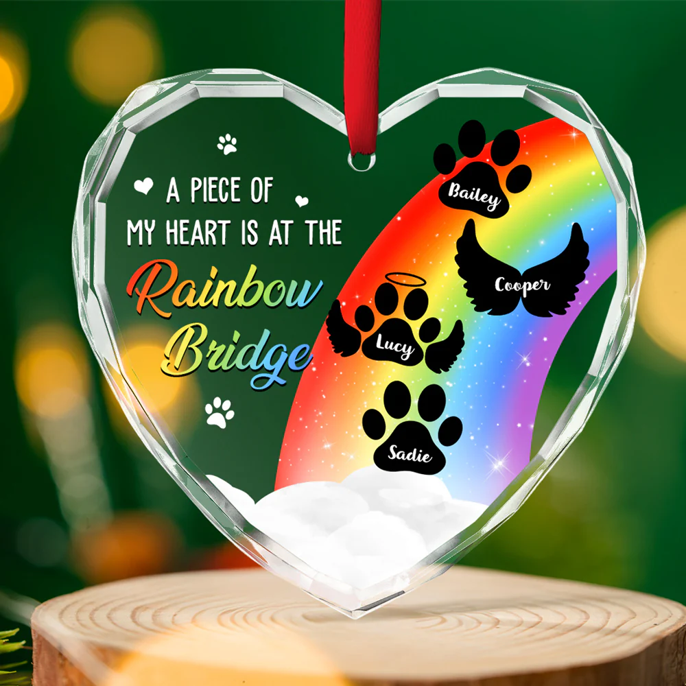 Piece Of Dog Mom Heart - Personalized Custom Glass Ornament - Image 5