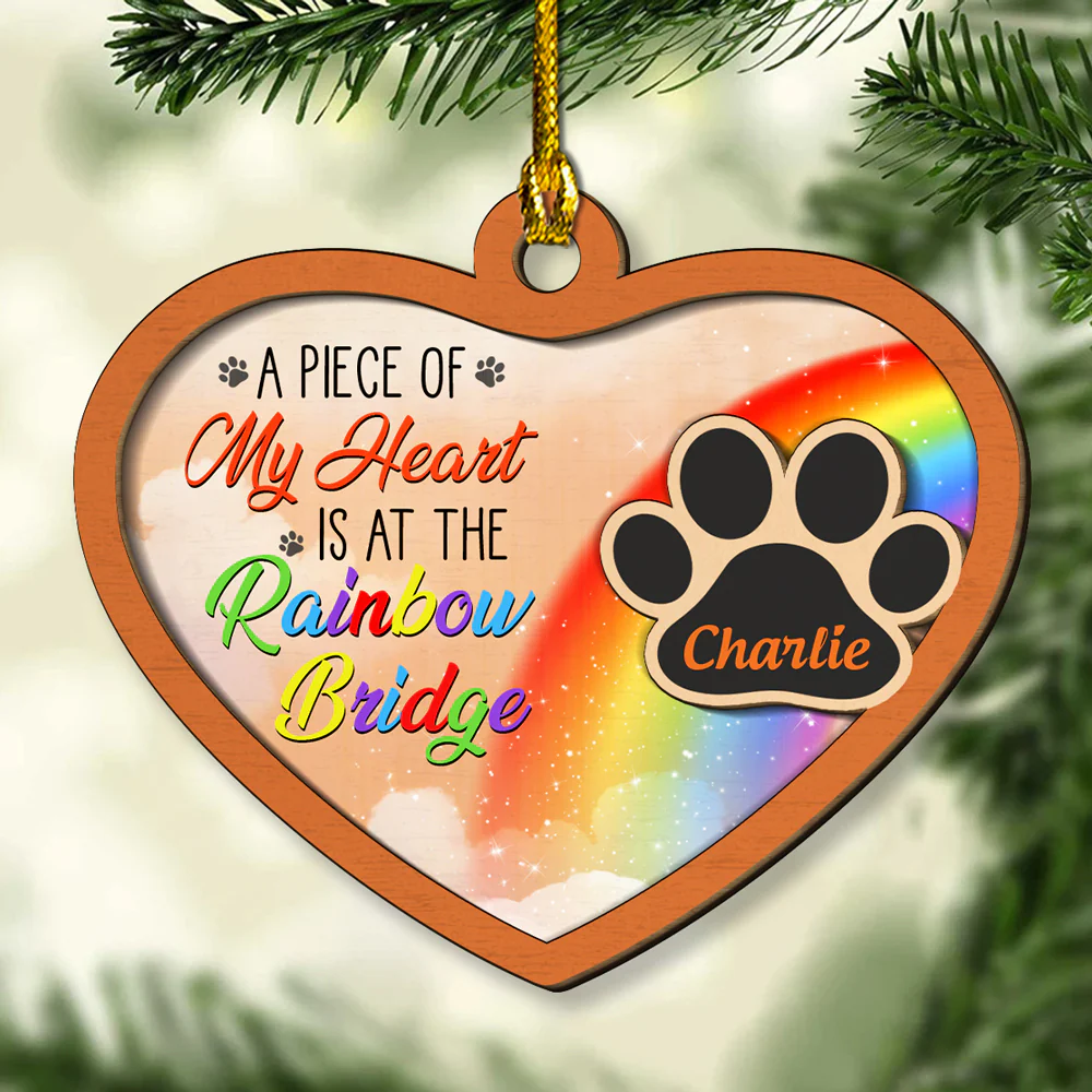 Piece Of My Heart - Personalized Custom 2-Layered Wood Ornament - Image 2