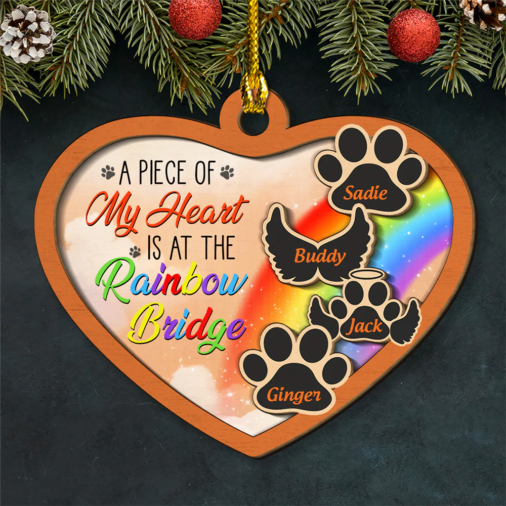 Piece Of My Heart - Personalized Custom 2-Layered Wood Ornament - Image 4