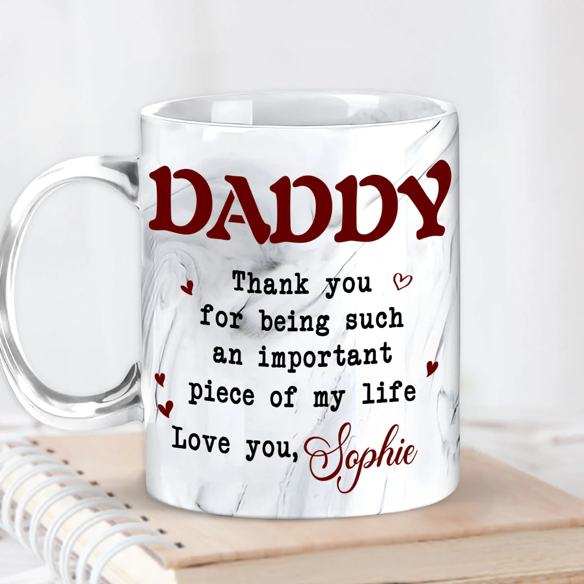 Piece Of My Life - Personalized Custom Grey Marble Mug - Image 4