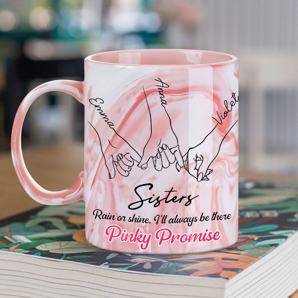 Pinky Promise - Personalized Custom Pink Marble Mug - Image 4