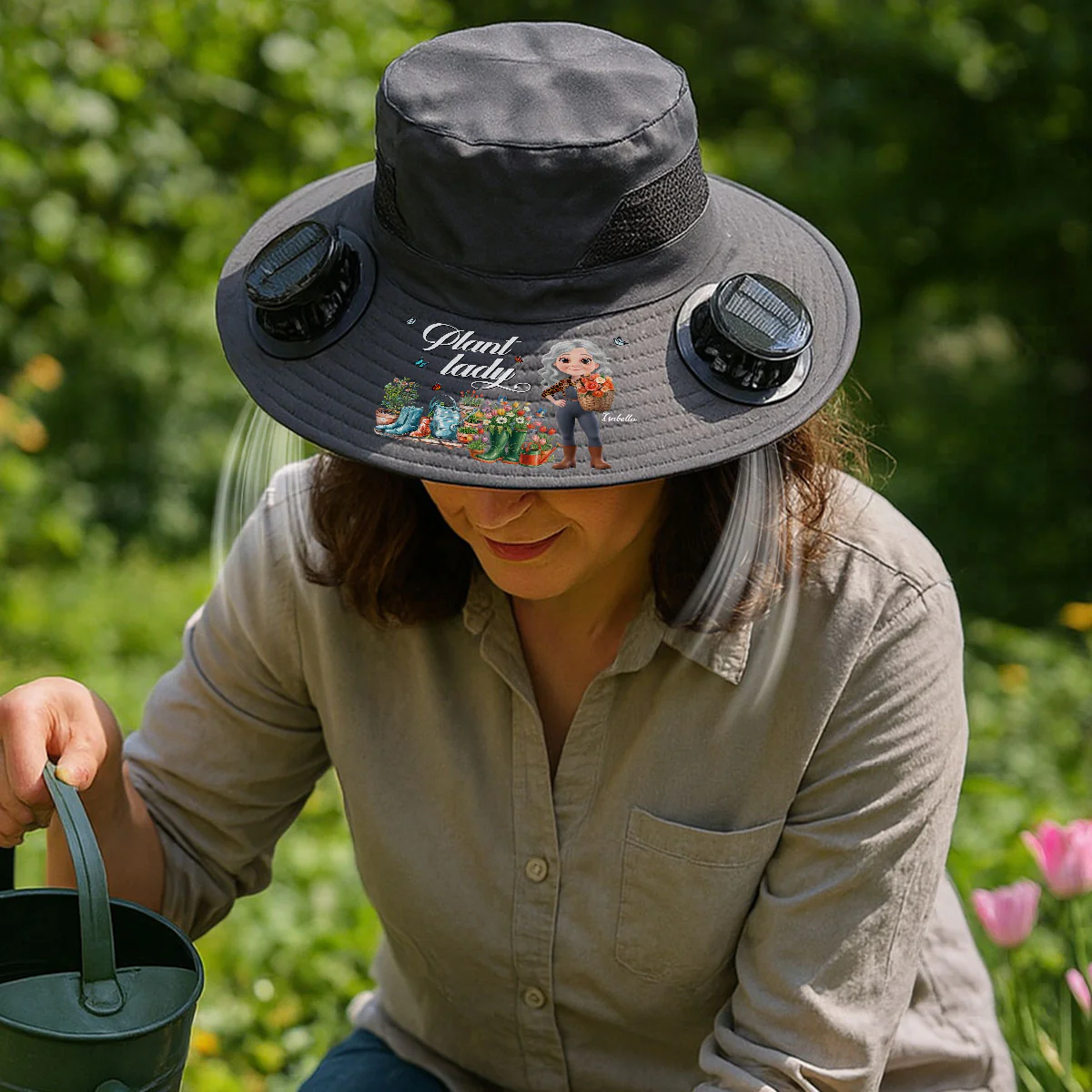 Plant Lady - Personalized Custom Solar Fan Hat - Image 2