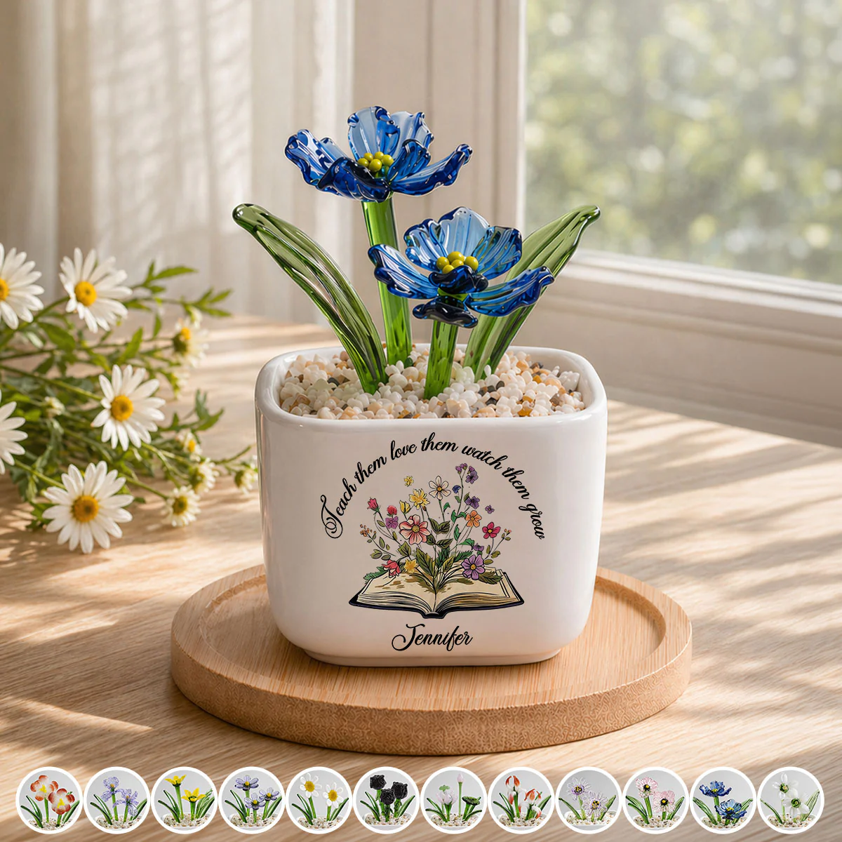 Plant Seeds Watch Bloom - Personalized Custom Glass Birth Month Flower