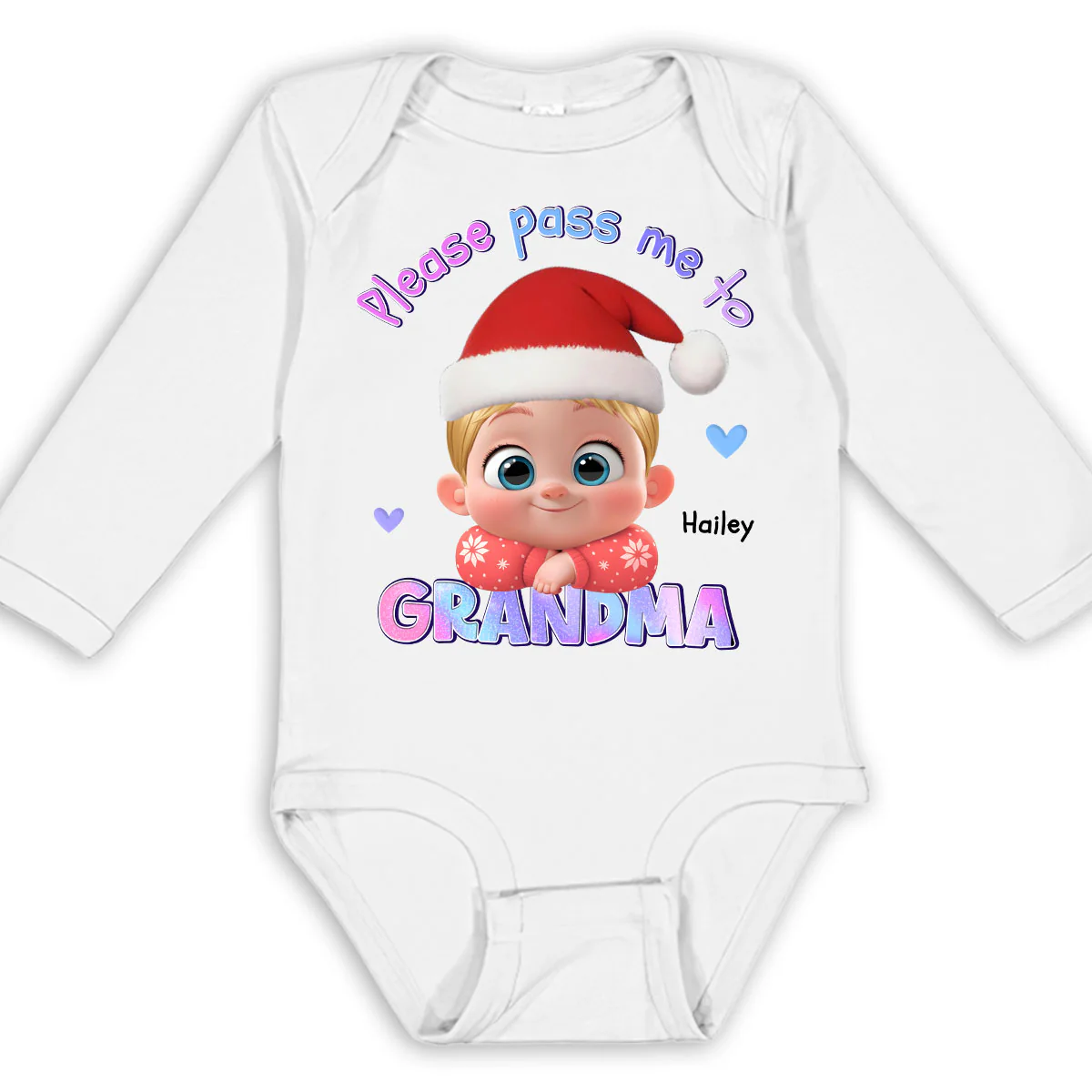 Please Pass Me To Grandma - Personalized Custom Long Sleeve Baby Onesie 