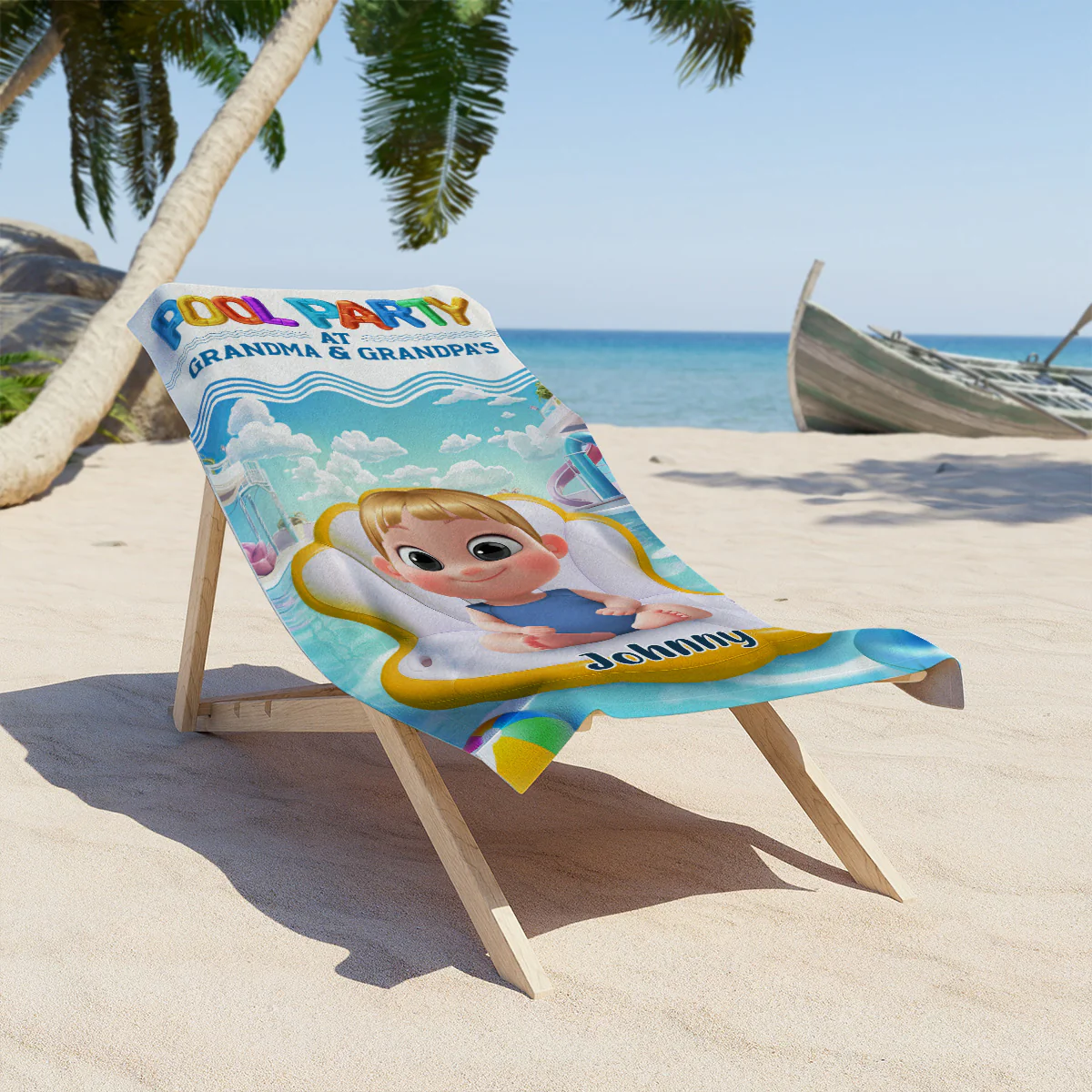 Pool Party At Grandma And Grandpa - Personalized Custom Beach Towel - Image 4
