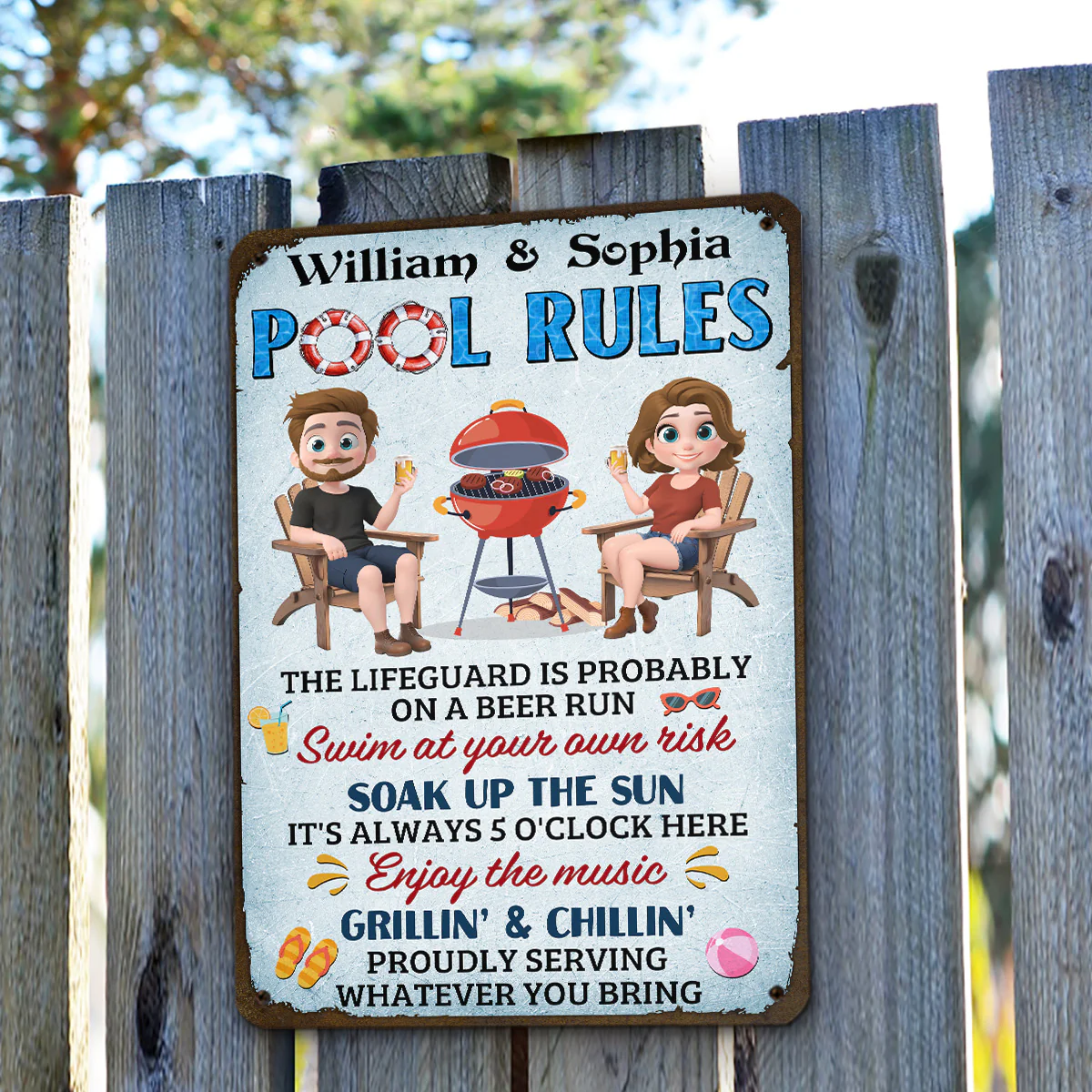 Pool Rules - Personalized Custom Metal Sign - Image 3