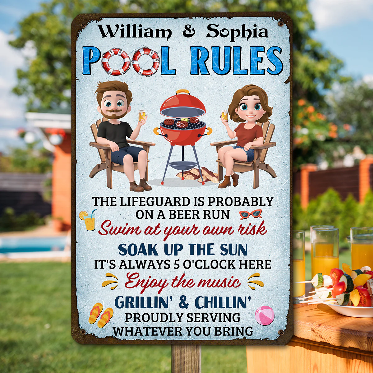 Pool Rules - Personalized Custom Metal Sign - Image 4