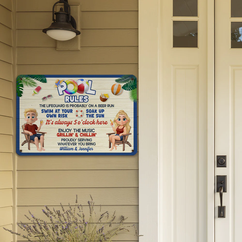 Pool Rules - Personalized Custom Metal Sign - Image 4