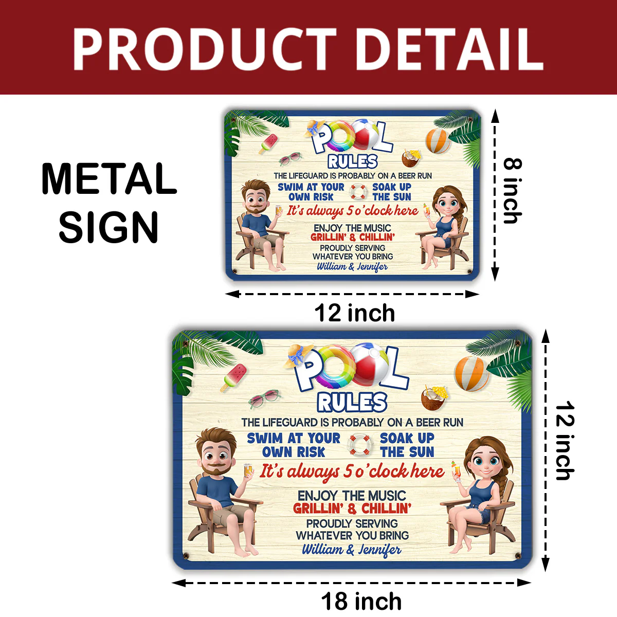 Pool Rules - Personalized Custom Metal Sign - Image 5