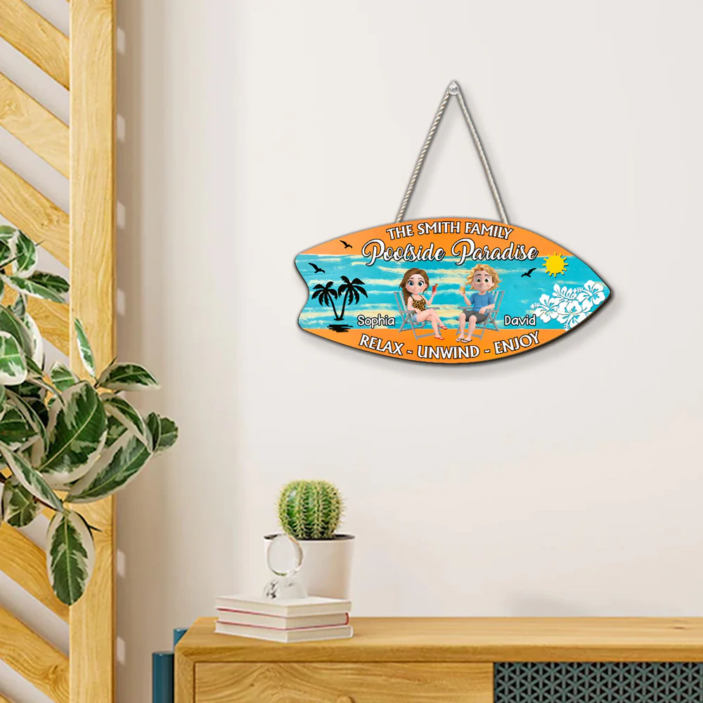 Poolside Paradise - Personalized Custom Wood Sign - Image 3