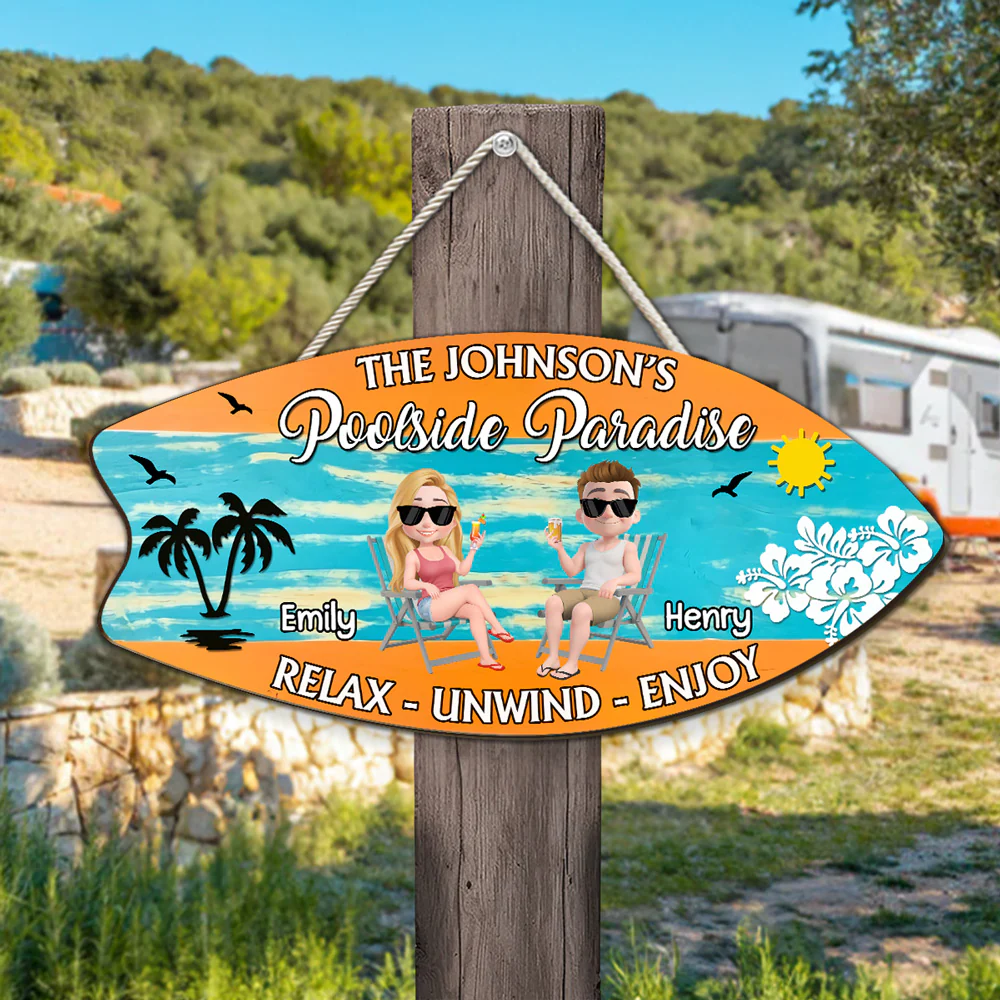 Poolside Paradise - Personalized Custom Wood Sign - Image 4