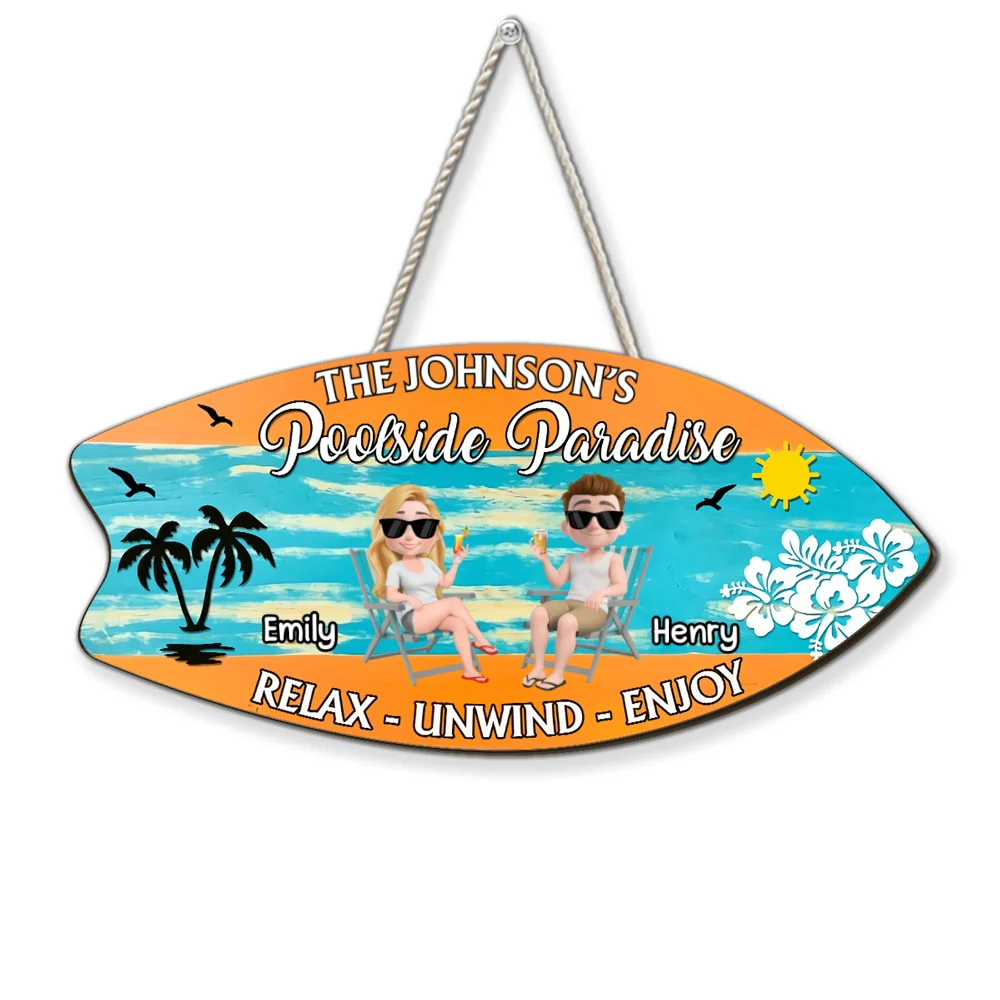 Poolside Paradise - Personalized Custom Wood Sign - Image 7