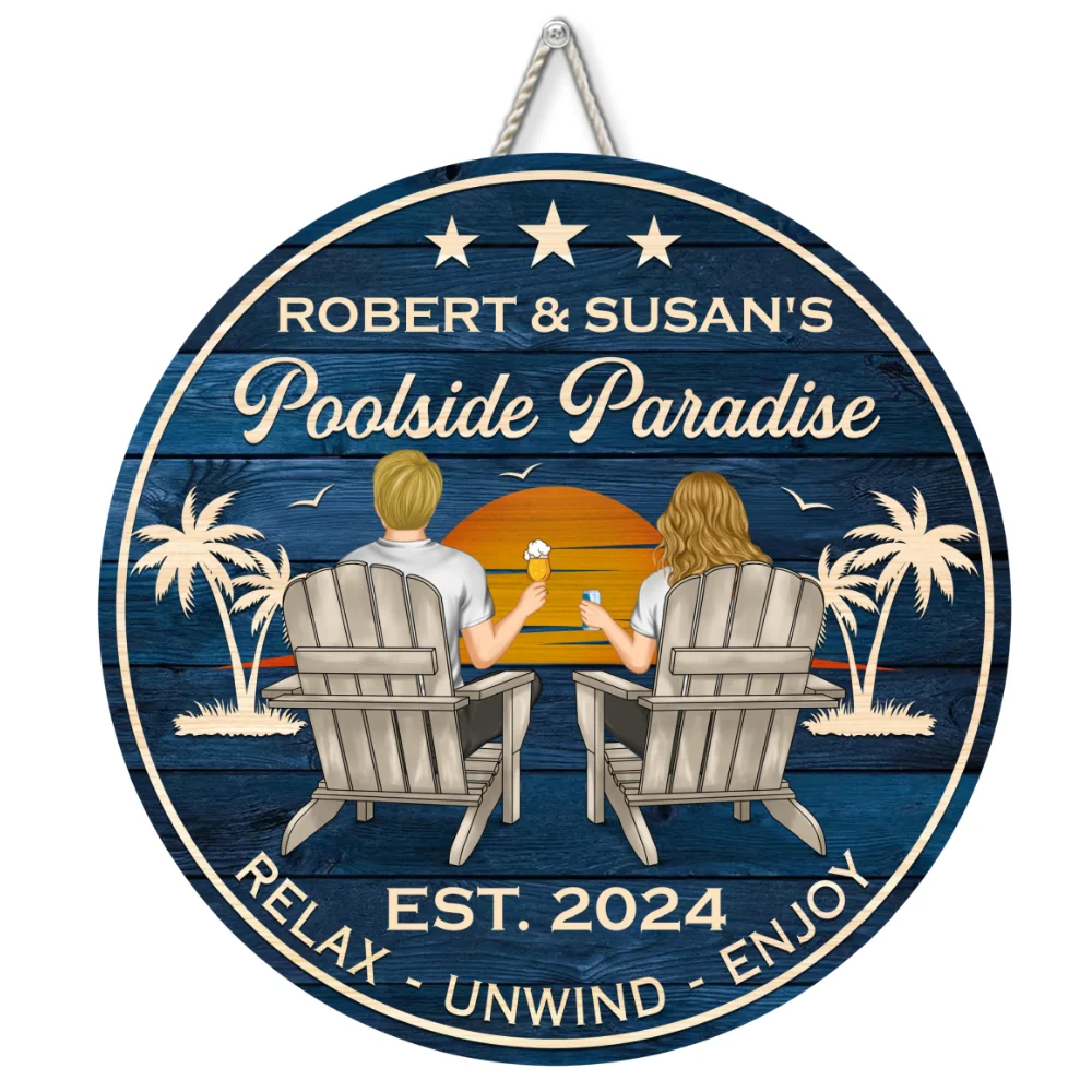 Poolside Paradise - Personalized Custom Wood Sign - Image 6