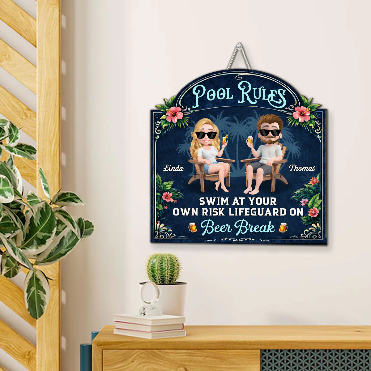 Poolside Paradise Version 2 - Personalized Custom Wood Sign - Image 3