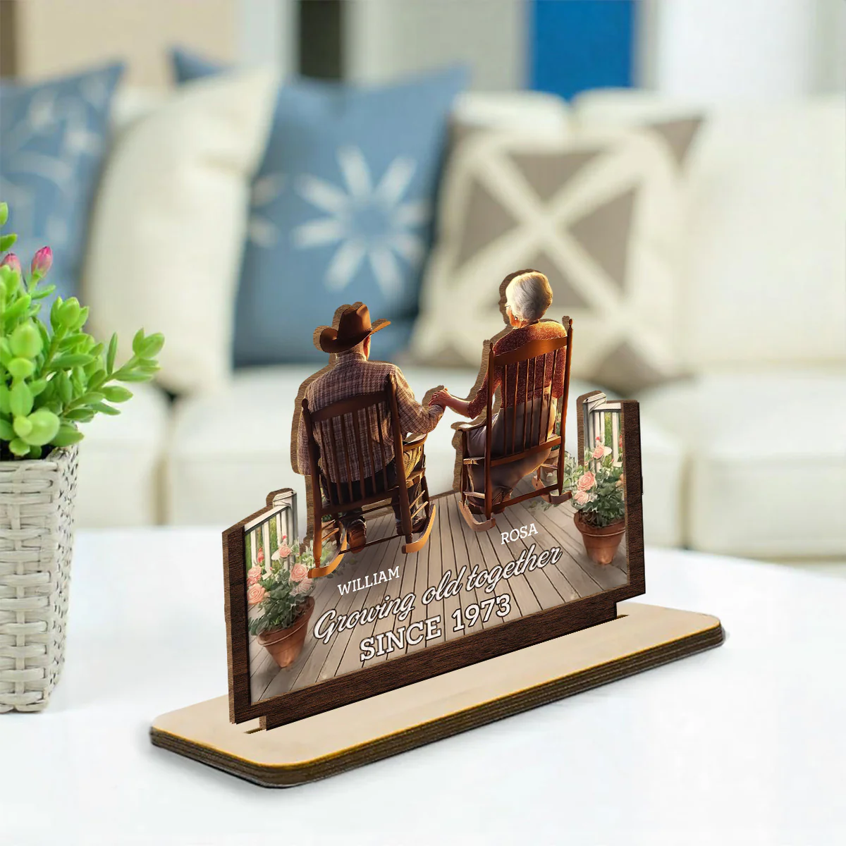 Porchside Bliss - Personalized Custom 2-Layer Wood Plaque With Flat Base - Image 3
