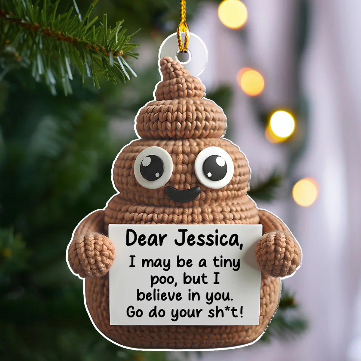 Positive Poo - Personalized Custom Acrylic Ornament - Image 2