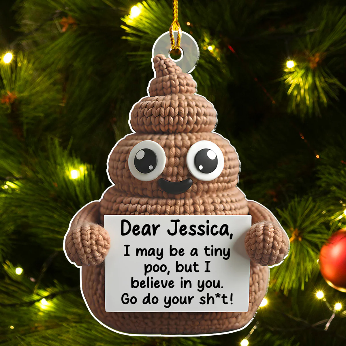 Positive Poo - Personalized Custom Acrylic Ornament - Image 4