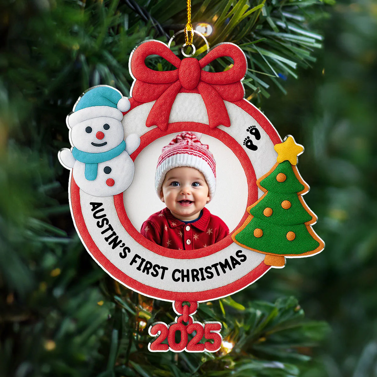 Precious Baby Christmas - Personalized Custom Acrylic Ornament - Image 2