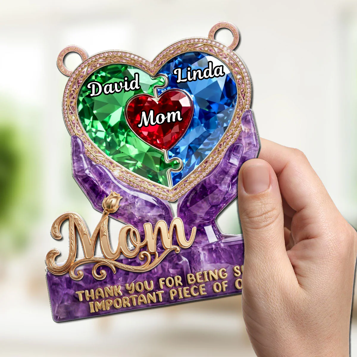 Precious Puzzle Heart Grandma - Personalized Custom Suncatcher - Image 4