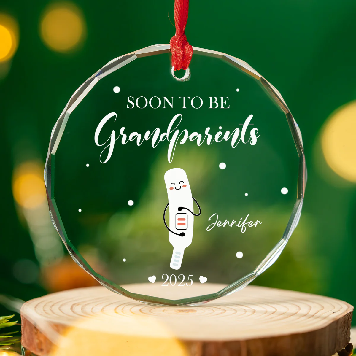 Pregnancy Announcement - Personalized Custom Glass Ornament - Image 3