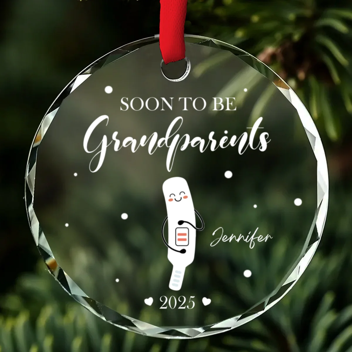Pregnancy Announcement - Personalized Custom Glass Ornament - Image 6