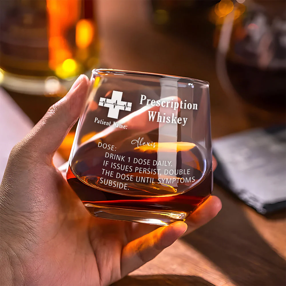 Prescription Whiskey Glasses - Personalized Custom Engraved Whiskey Glass - Image 2