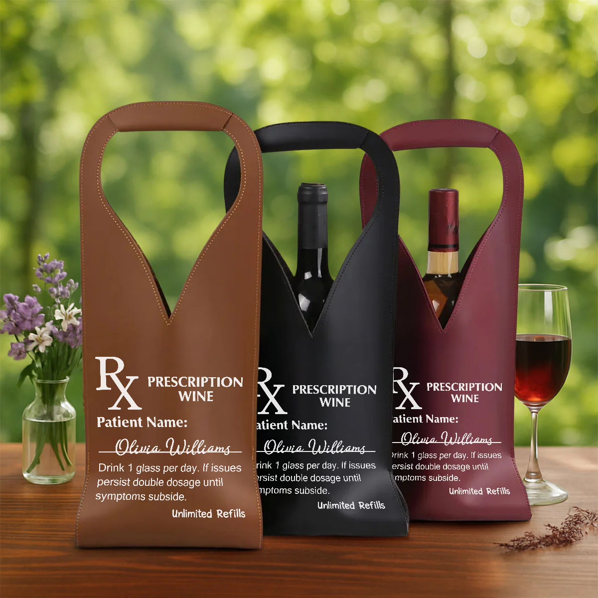 Prescription Wine - Personalized Custom Leather Wine Bag - Image 5