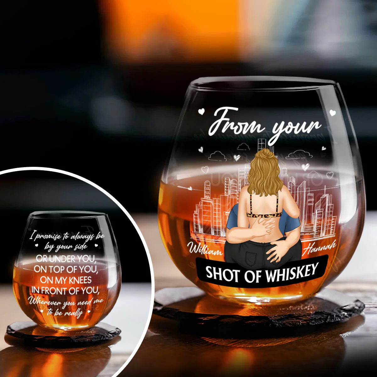 Promise To Always Be By Your Side - Personalized Custom Wine Glass - Image 3