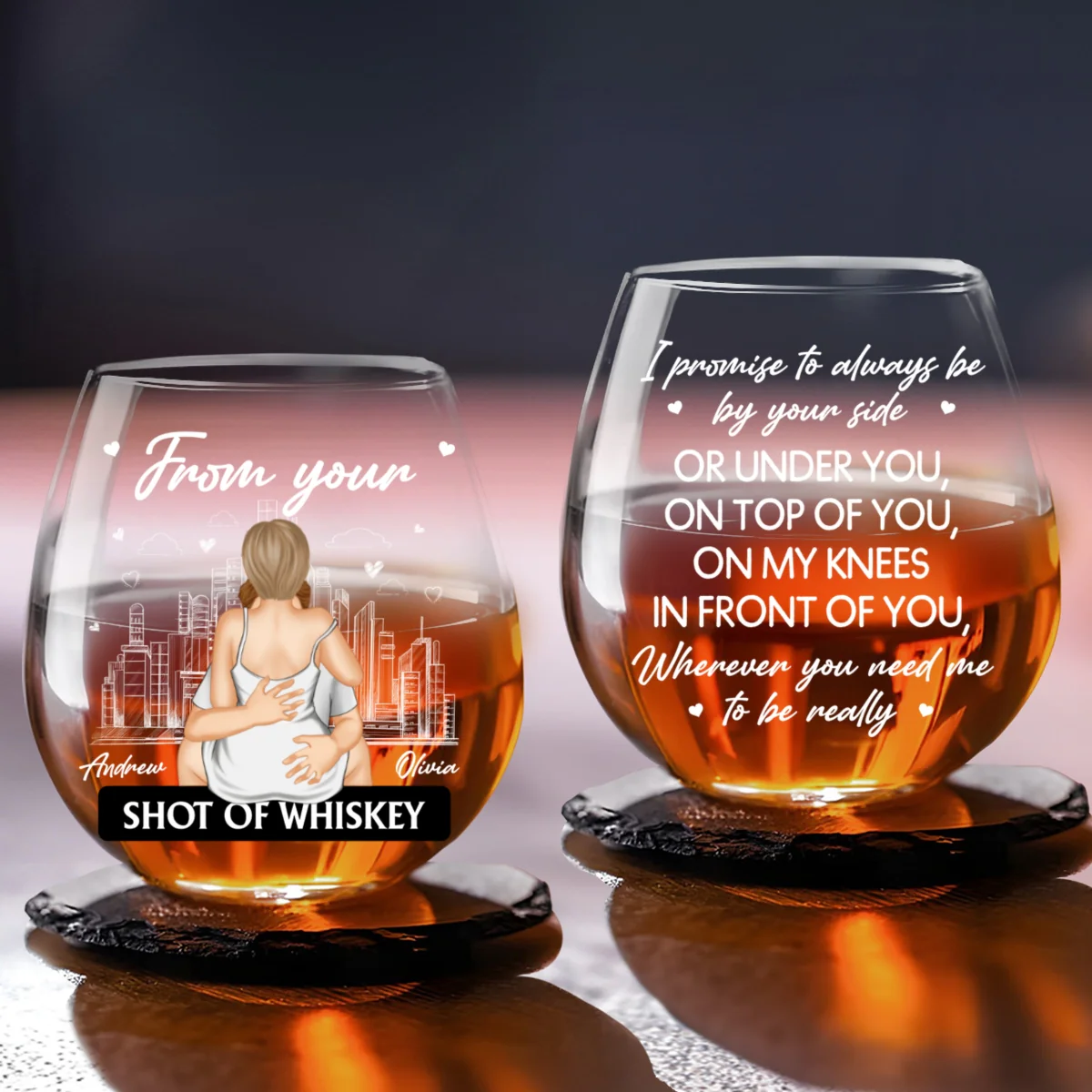 Promise To Always Be By Your Side - Personalized Custom Wine Glass - Image 5