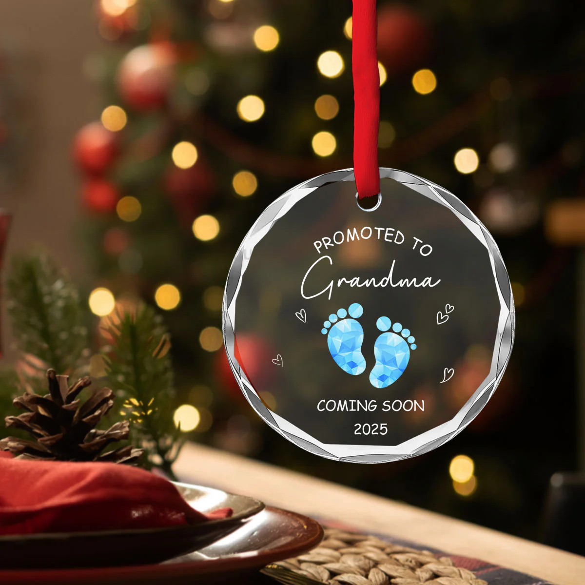 Promoted To Grandparents - Personalized Custom Glass Ornament - Image 4