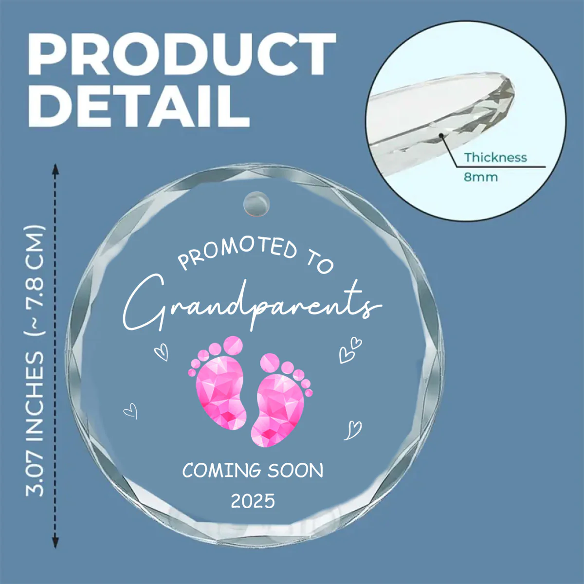 Promoted To Grandparents - Personalized Custom Glass Ornament - Image 5