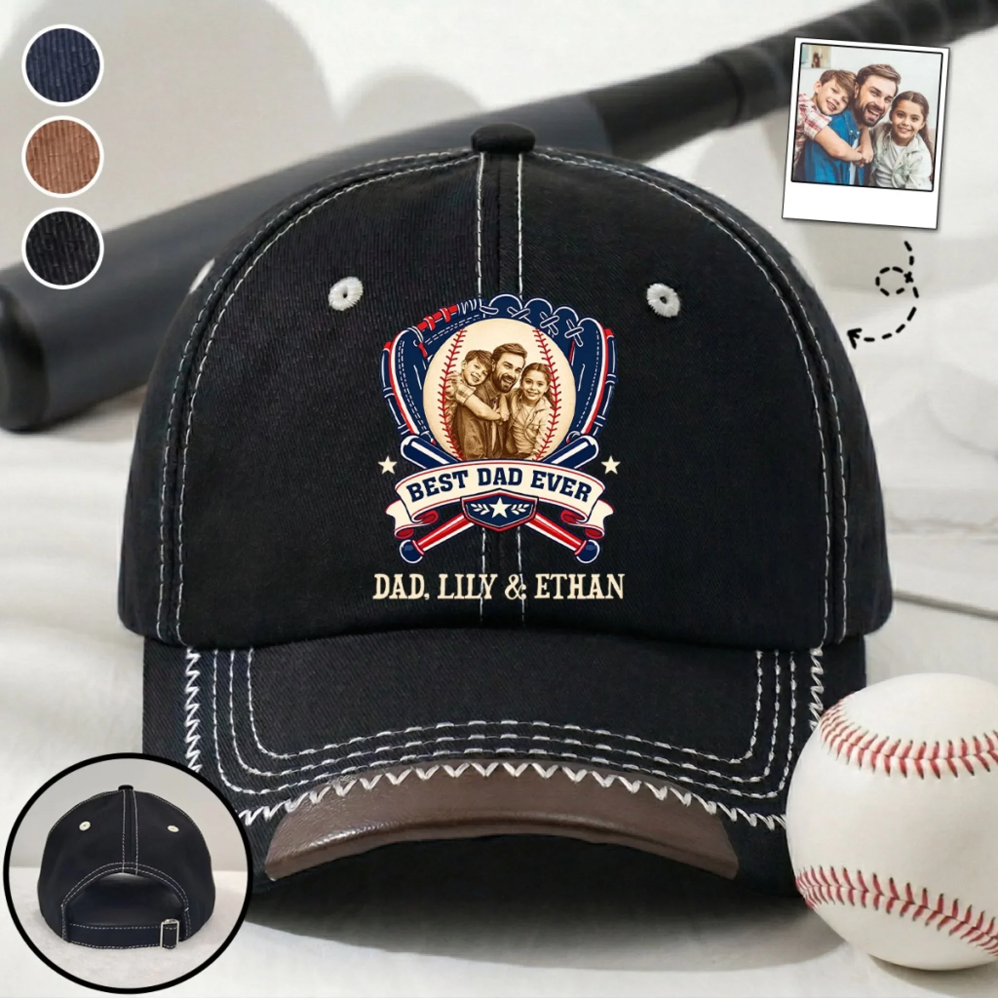 Proud Baseball Dad Ever - Personalized Custom Vintage Soft Baseball Cap