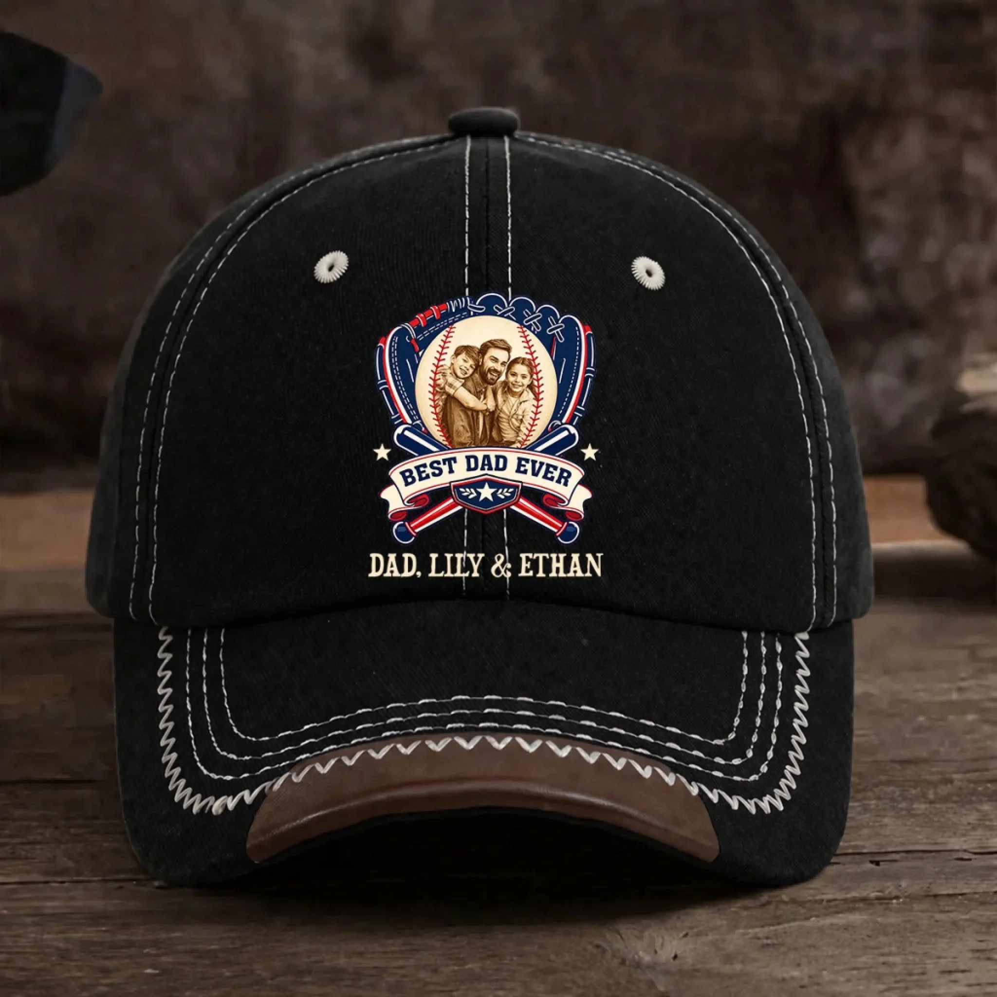 Proud Baseball Dad Ever - Personalized Custom Vintage Soft Baseball Cap - Image 2