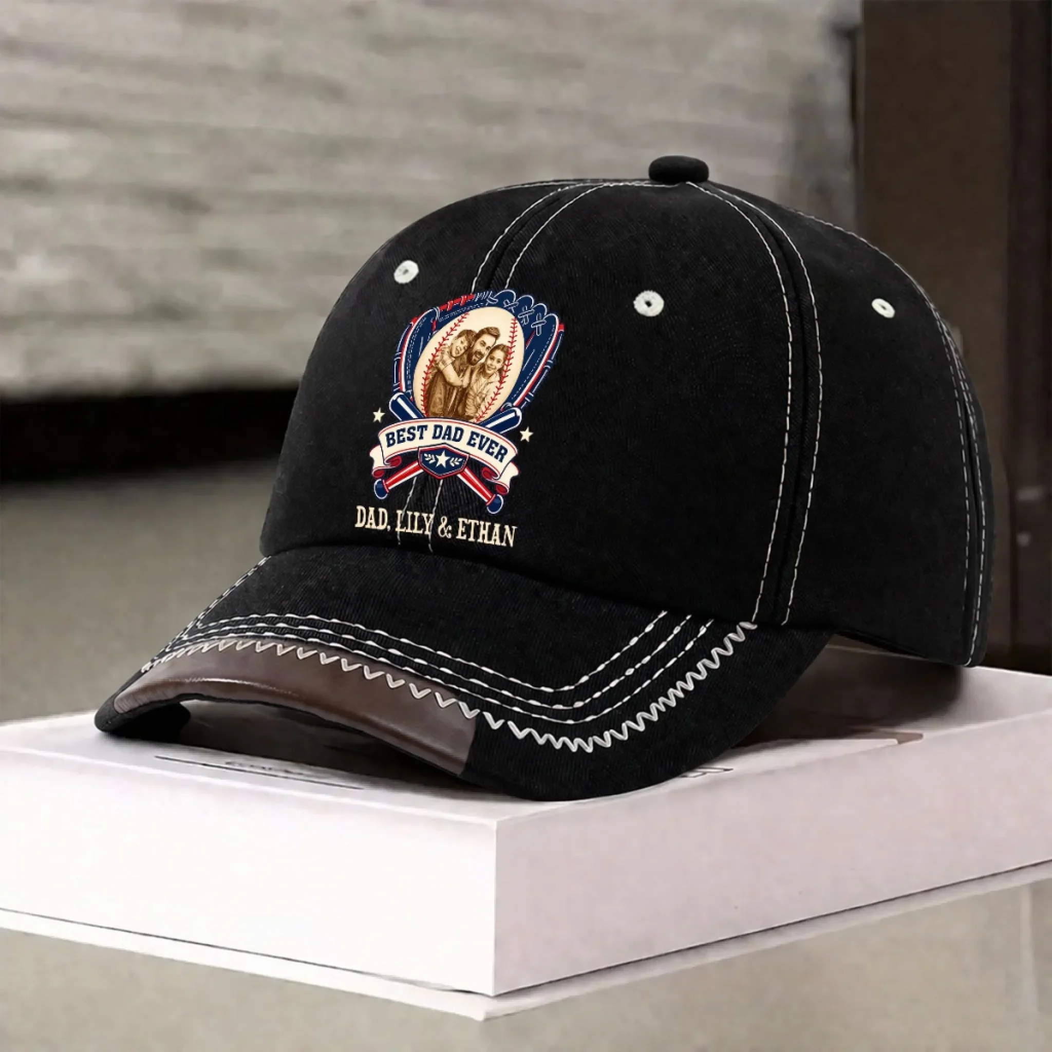 Proud Baseball Dad Ever - Personalized Custom Vintage Soft Baseball Cap - Image 3