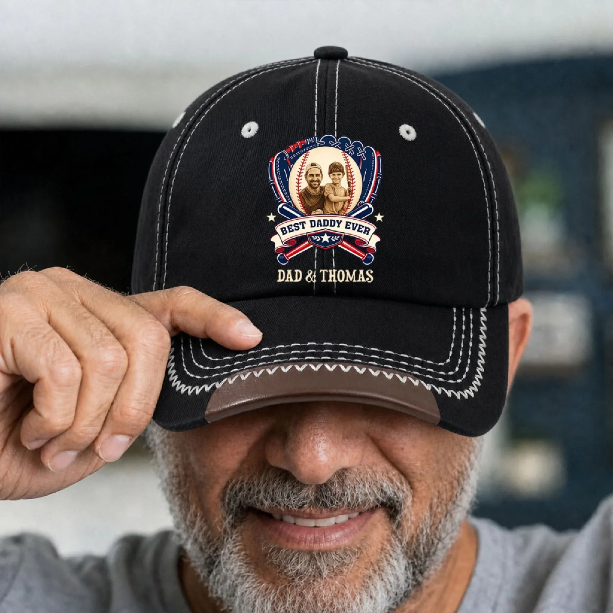 Proud Baseball Dad Ever - Personalized Custom Vintage Soft Baseball Cap - Image 5