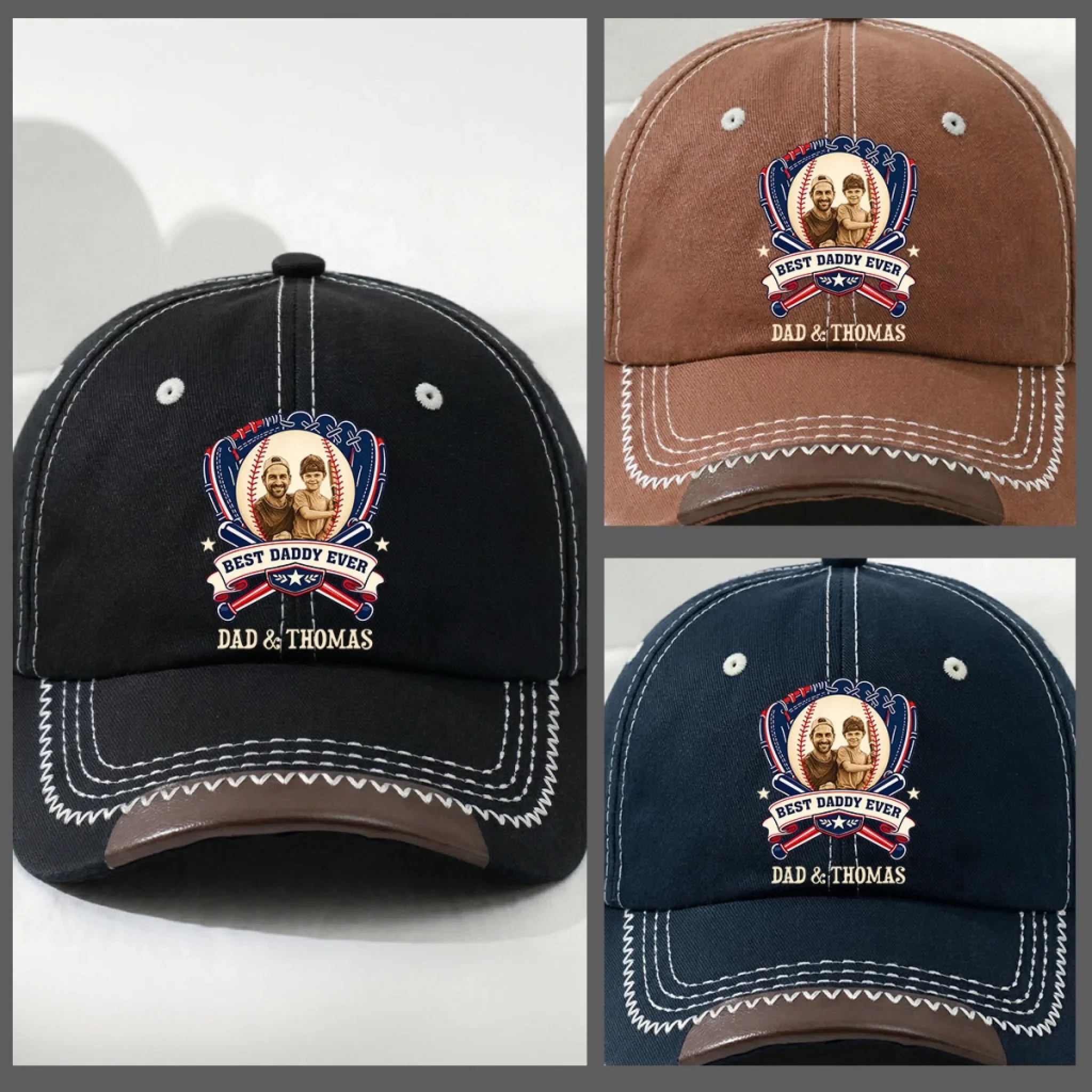 Proud Baseball Dad Ever - Personalized Custom Vintage Soft Baseball Cap - Image 6