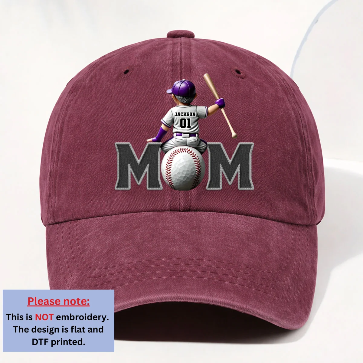 Proud Baseball Mom - Personalized Custom Vintage Washed Denim Cap - Image 10