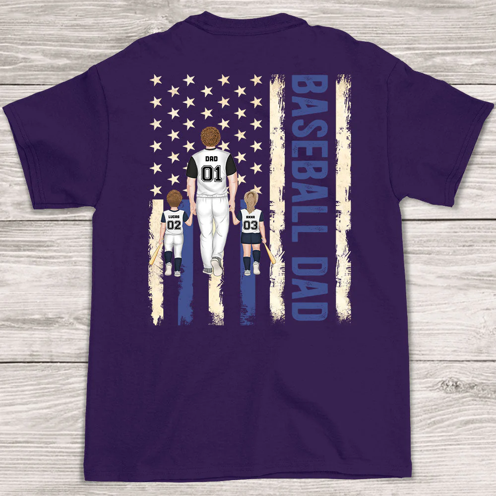 Proud Best Baseball Softball Dad Ever - Personalized Custom Shirt - Image 3