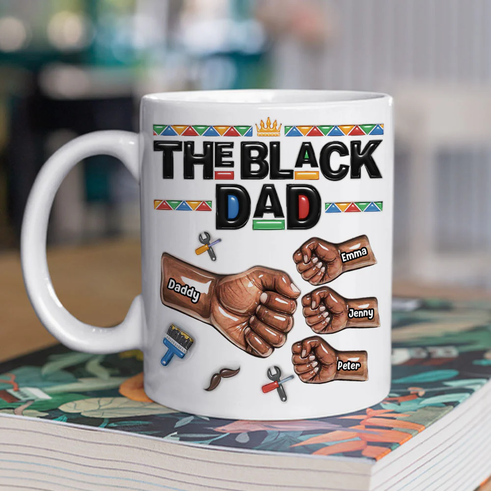 Proud Black Dad - Personalized Custom 3D Inflated Effect Mug - Image 3