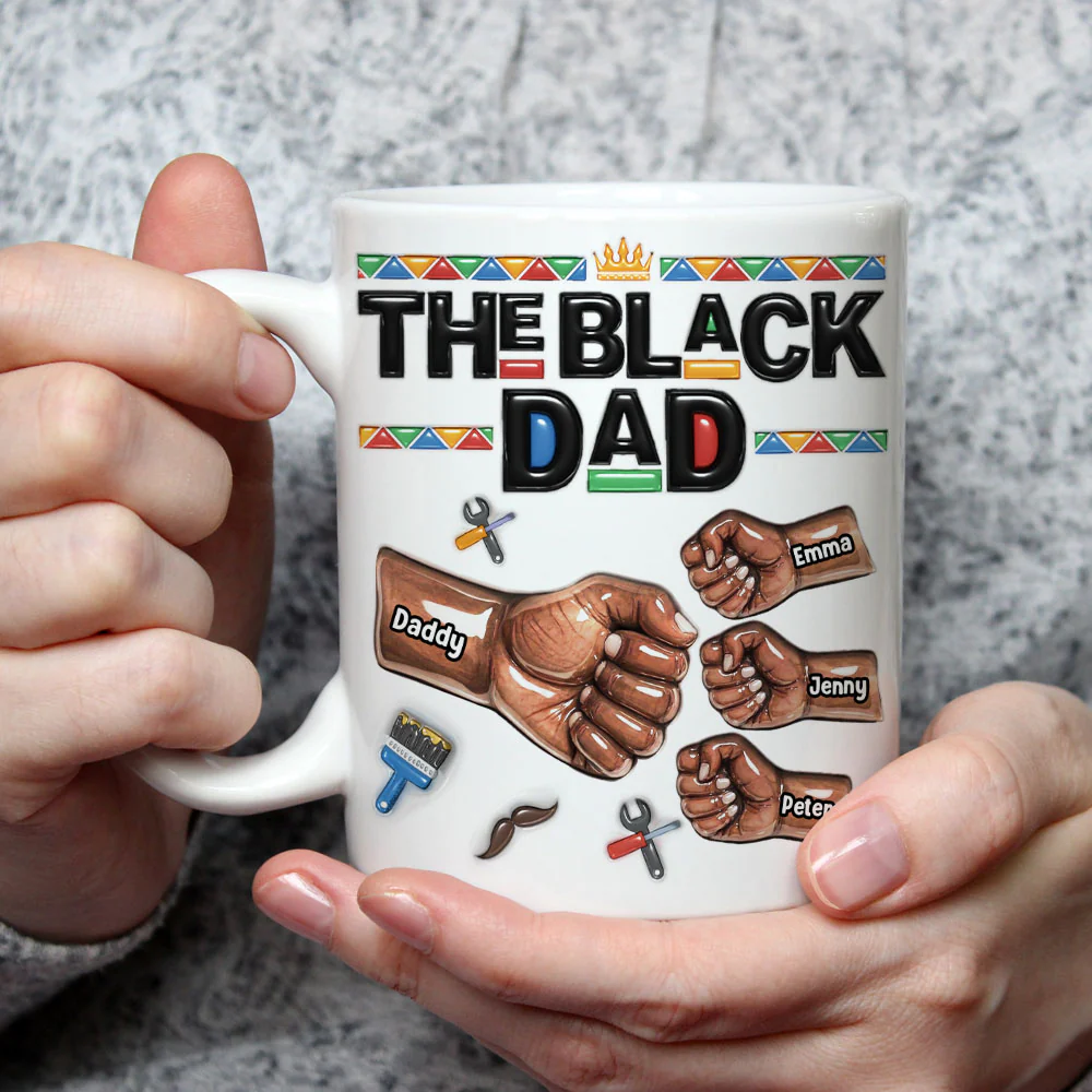 Proud Black Dad - Personalized Custom 3D Inflated Effect Mug - Image 4