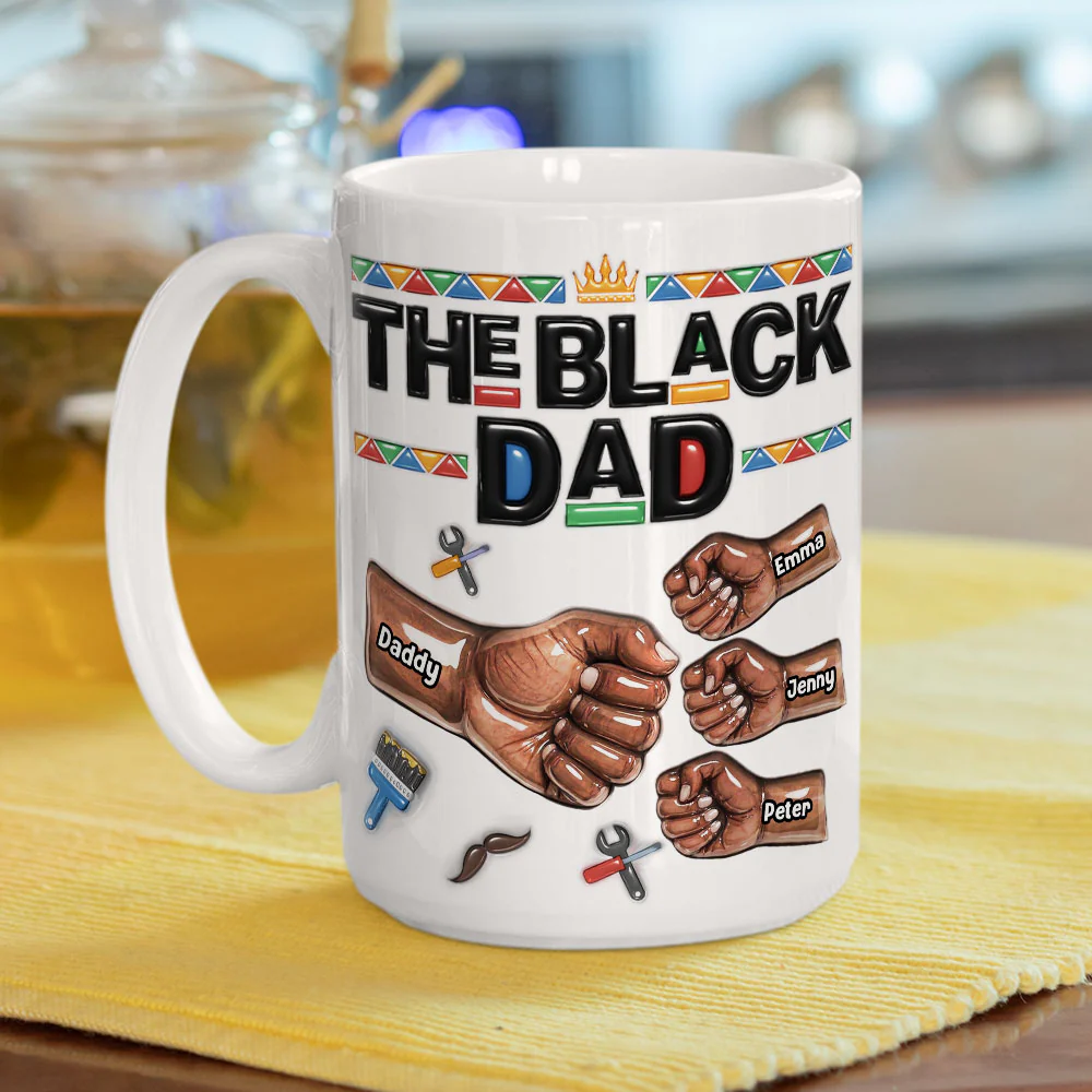 Proud Black Dad - Personalized Custom 3D Inflated Effect Mug - Image 5